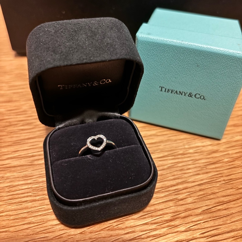 Tiffany Platinum Diamond Metro Heart Ring